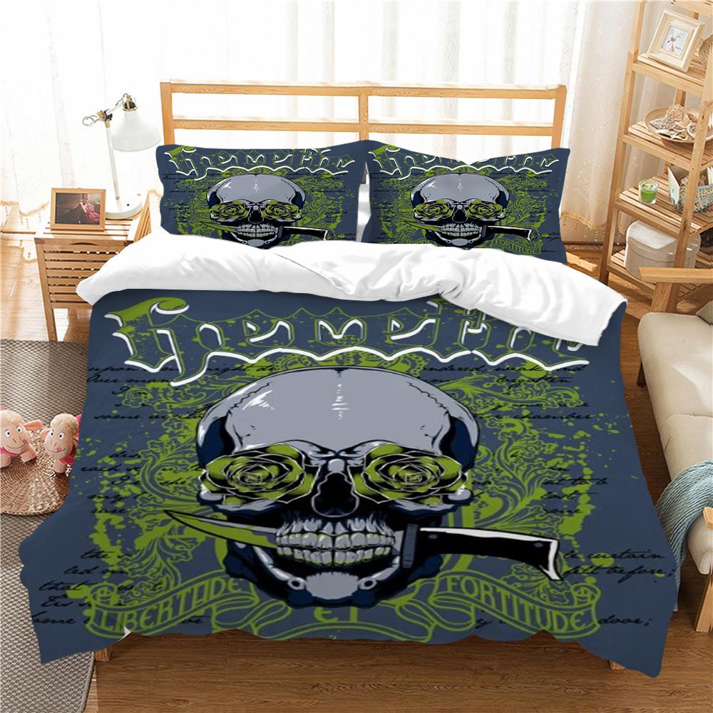 Home Bed Clothes 3D Skull Printing Duvet Cover Set Superior Bedding Cover Suit Single Double Size Bed Set Polyester Pillowcase