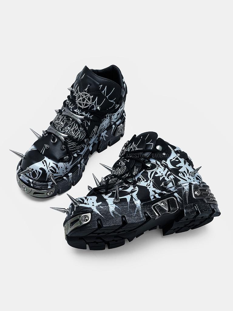 NEW Rivet Metal Decoration Thick Heel Ankle Boots Sexy Round Toe Mixed Colors New Arrivals Women Casual Shoes