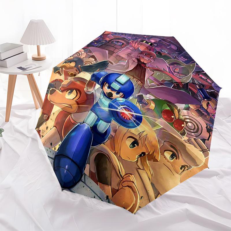 1pc Mega Man Automatic Opening Folding Outdoor Umbrella - 8 Bone Iron Frame, Suitable for Fans, Travel, Daily Use, Gift for Occasions.L013