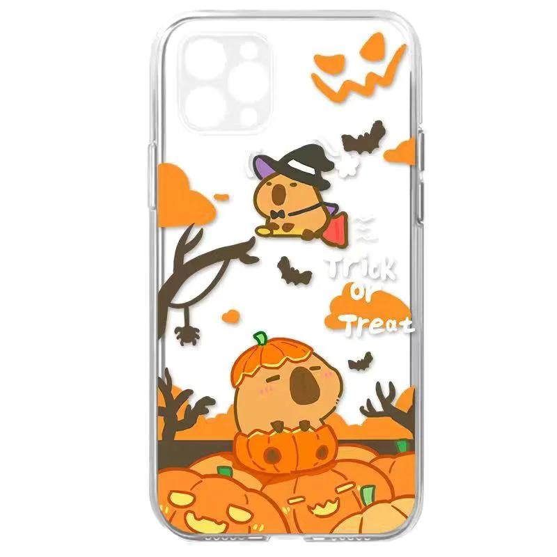 

Capybara Pumpkin Halloween Phone Case For iPhone 15 11 12 14 13 Pro Max Mini XSMax XR 7 8 Plus Cute Cartoon Animal Ghost Covers iPhone X XS