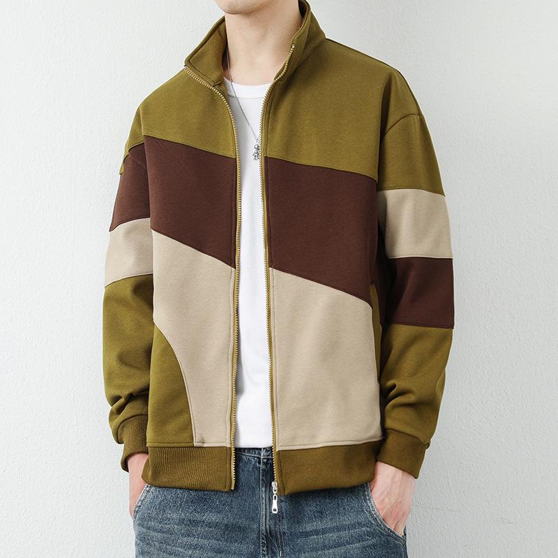 Autumn Sweater Men's Cardigan Sports and Leisure Trend Japanese Stand-up Collar Fleece Jacket Men's Jacket