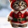 Christmas Car Rearview Mirror Accessories Santa Cat Ornament, Acrylic Hanging Decor with Kitten Pendants Reindeer Antlers, 2D Cute Bag Charm