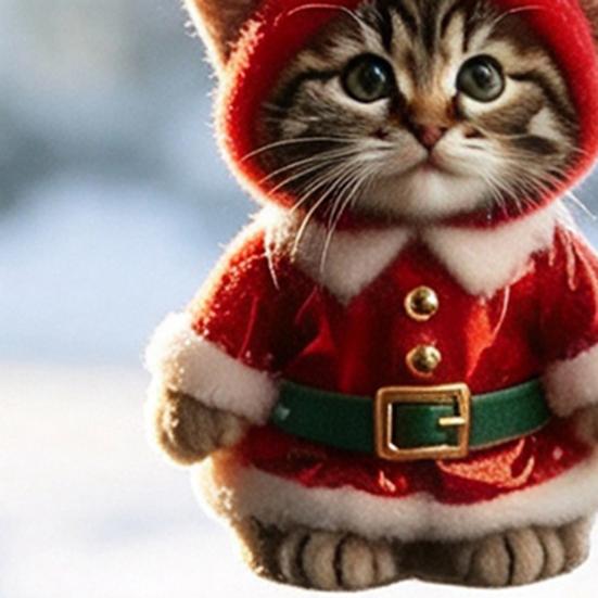 Christmas Car Rearview Mirror Accessories Santa Cat Ornament, Acrylic Hanging Decor with Kitten Pendants Reindeer Antlers, 2D Cute Bag Charm