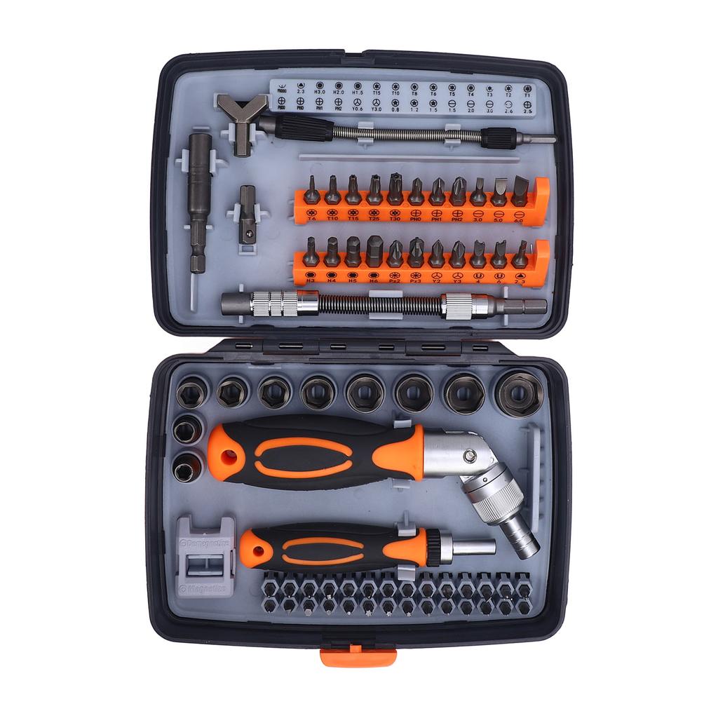 68 in 1 Ratchet Screwdriver Set CR V Steel Rotatable Ratchet Handle Extend Rod Multifunctional