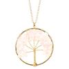 Color Retaining Gold Hand Winding Natural Crystal Gravel Tree Of Life Necklace N104