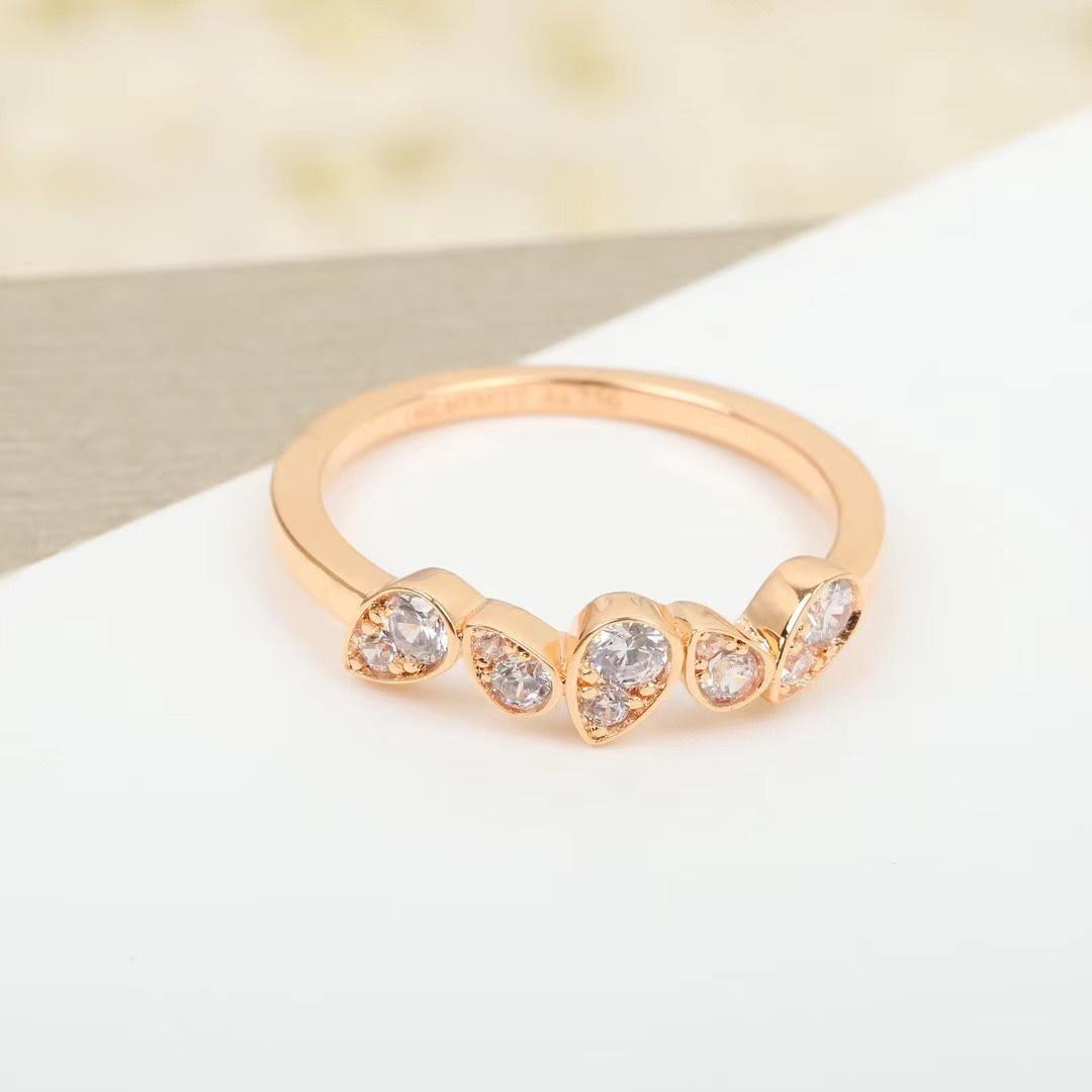 

New Trend High Quality Anniversary Hot Sale European Famous Brand Pure Luxury Jewelry Rings For Women Water Drop Rose Gold 8 золотой