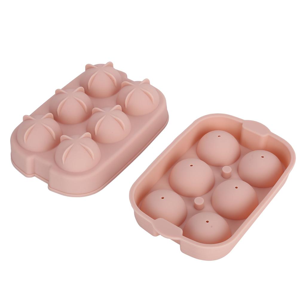 Silicone DIY Ice Cubes Mold Ice Ball Maker Mould Tray for Home Bar Party Cocktail UseLight Pink 6Hole 45mm