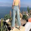 Plus Size Women's Loose High Waist Wide Leg Jeans with Front Patch Pockets