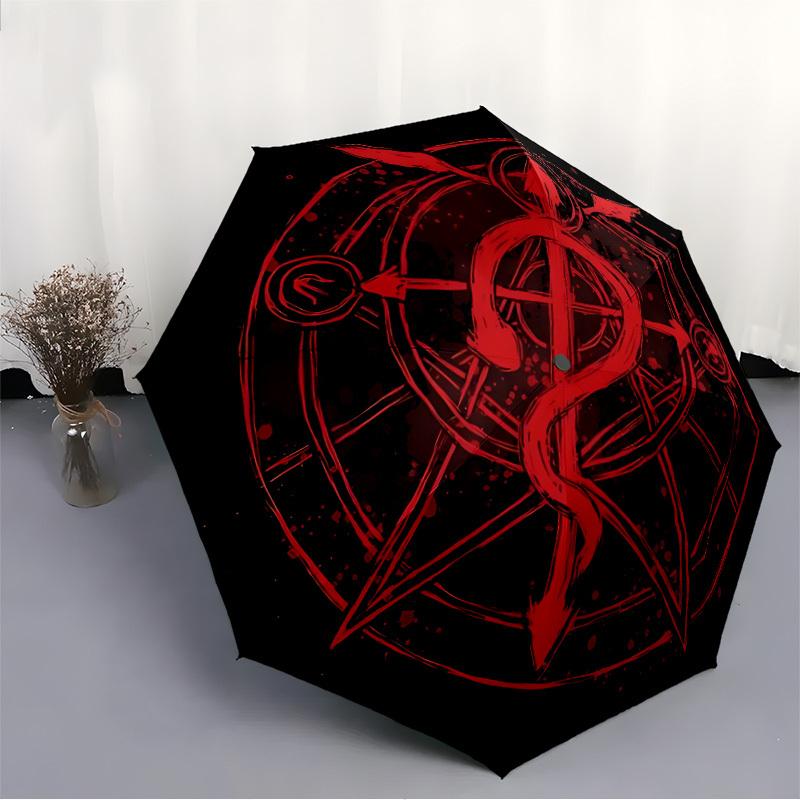 1pc Alchemy Symbol Automatic Open/close Folding Compact Umbrella, 8-Rib Sturdy Canopy, Lightweight Portable, Everyday Use, Gift, Outdoor Umbrella, Tra