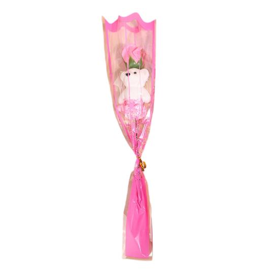 Cute Bear Rose Bouquet Transparent Packaging Bear Rose Bouquet Romantic Single Rose Bear Gift for Valentine Day Mother