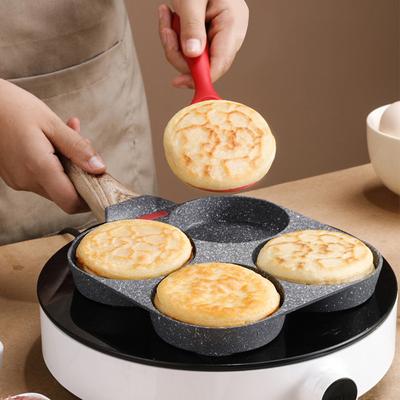 Pfanne Haushalt Mini Vier-Loch Maifanshi Spiegelei-Artefakt Frühstück Spiegelei-Topf Kleiner Ei-Burger-Topf