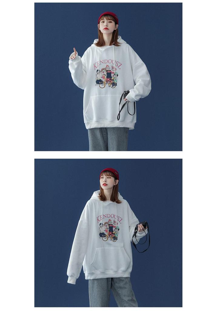 Women's Slimming Cartoon Hooded Sweatshirt - Trendy Autumn/Winter 2026 Long Sleeve Vibe Style Top