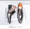 Men's Cross-Border Shiny Leather Dress Shoes - Pointed, Chunky Heel, Height Increasing, Zippered for Spring & Autumn
