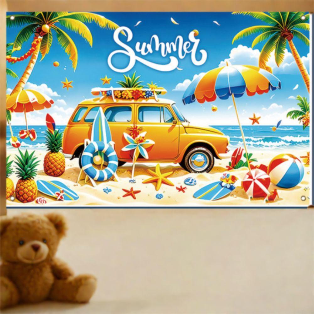 Flower Parasol Ball Design Summer Beach Backdrop Tropical Theme Seaside Backdrop  Summer Event