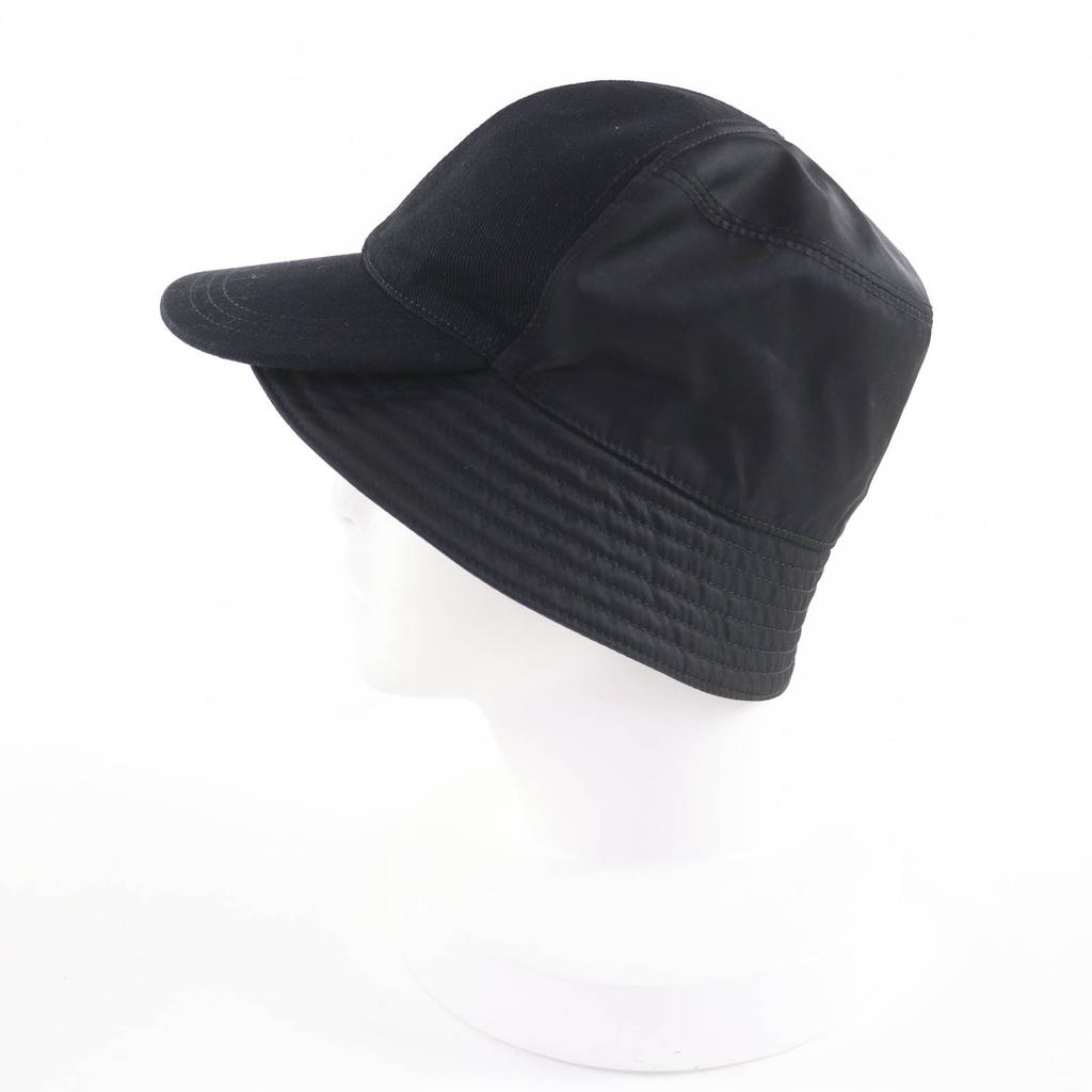 Great PRADA hat Triangle logo Re-Nylon bucket hat black polyamide Women M 2HC281 Used