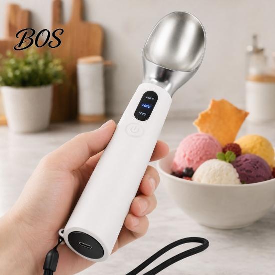 Yogurt Scooper Rechargeable Heated Ice Cream Scoop, Electric with 3-Level Heat, Party Dessert Serving Tool LED Display, 2000mAh Battery for