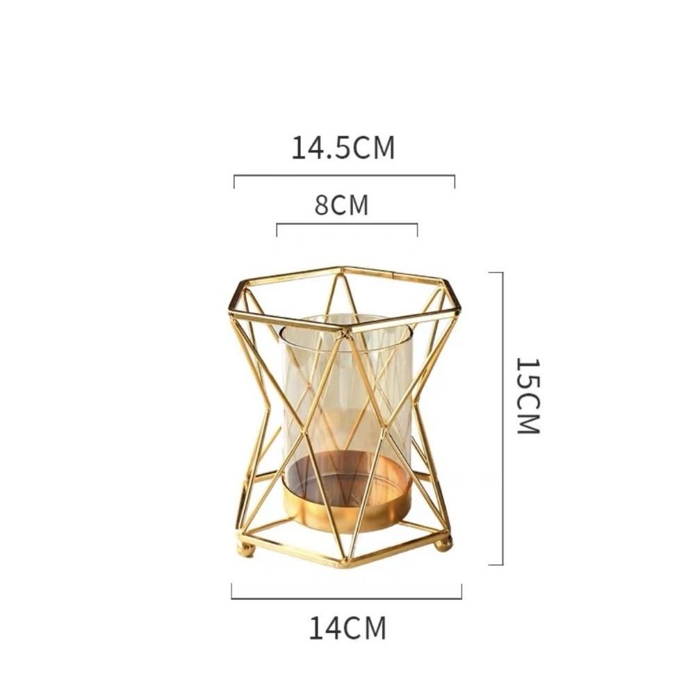Nordic Metal Flower Vase Glass Flower Arrangement Decorative Vase Candle Holder For Living Room Bedroom