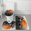 4pcss Orange Raining Roses Butterfly Shower Curtain 4pcs Set, Waterproof Fabric Shower Curtain, Toilet Cover Mat, Shower Mat, 12 Hooks, 71*71 Inch