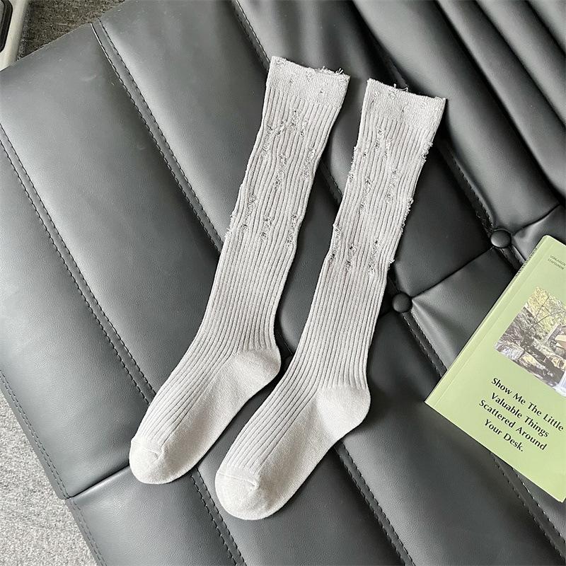 

Female Spring and Autumn Fashion New Street Hole Long Leg Beggar Socks 1 pair светло-серый