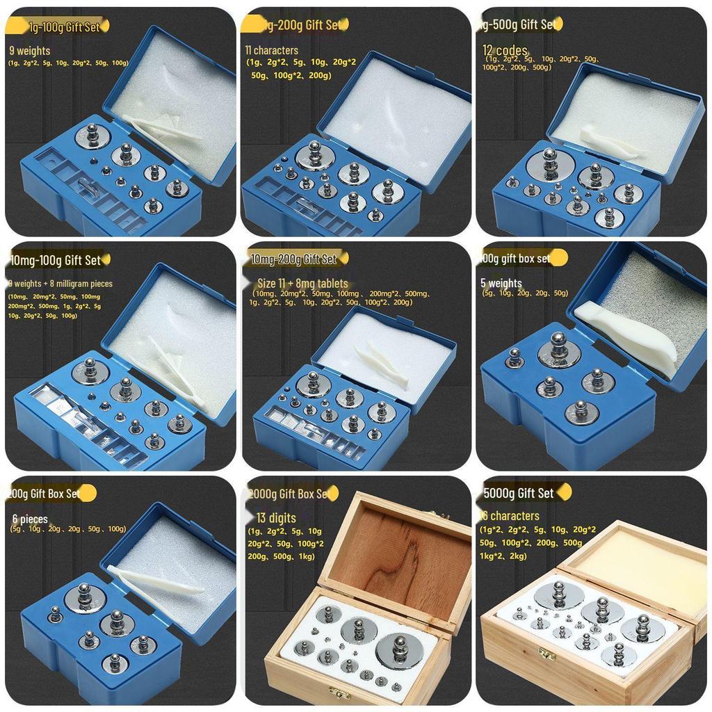 200g Steel Chrome-Plated Student Weights Set, 17 Pieces (10mg-100g)