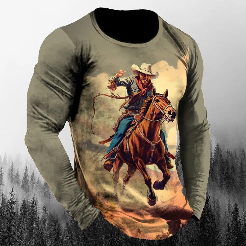 Sweat-shirt Polaire Homme Style Cowboy - Fermeture éclair 1/4 - Col Montant - Look Vintage Western