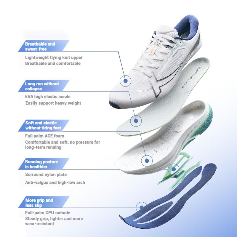 Xtep 2000km Plus Running Shoes 2026 New Spring Lightweight Anti-slip Wear-Resistant Men's Training Jogging Sneakers 875319110001