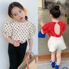 Kinder Mädchen Shirt Sommer Kleinkind Mädchen Polka Dot Shirts Puff Kurzarm Bluse Casual Top Rückenfreies Shirt