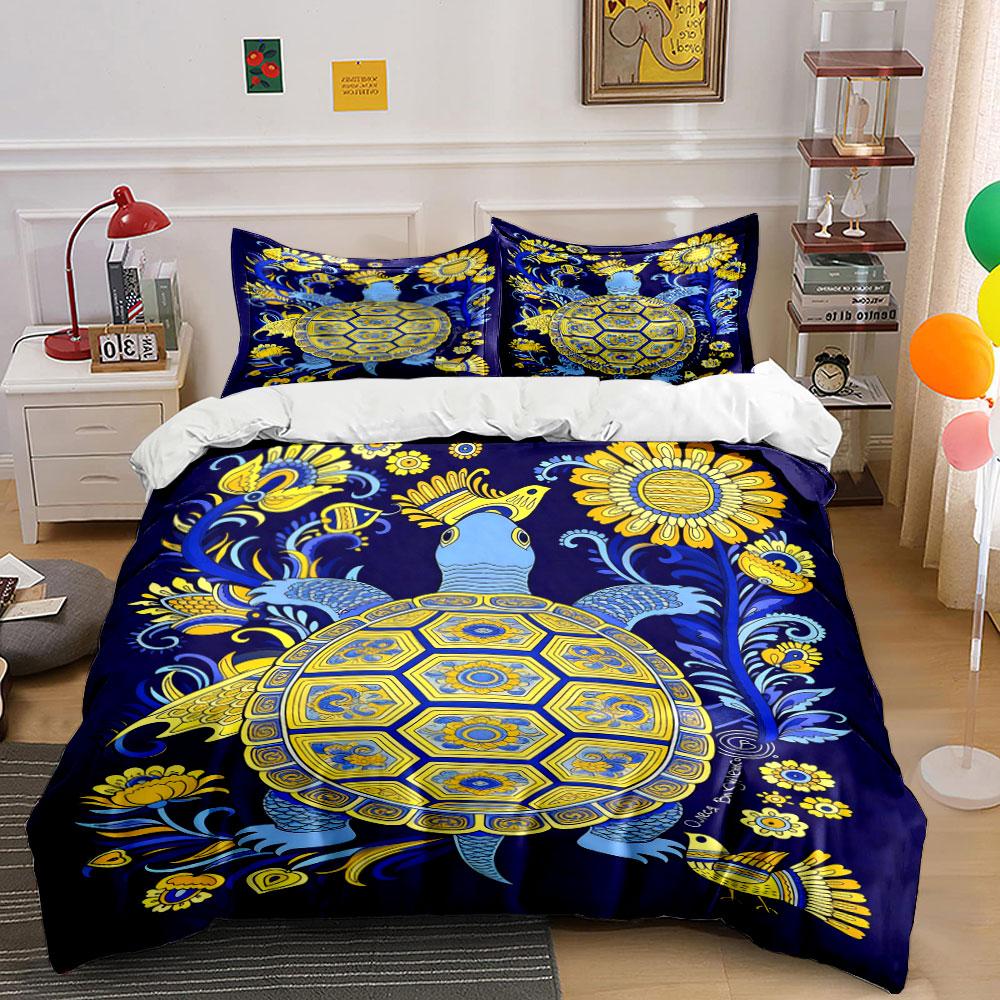 

Yellow turtle, sunflowers pattern. Bedding sets Duvet cover sets Duvet covers Pillowcases(1 * Duvet Cover 2 * Pillowcases, without duvet insert) 135x200cm
