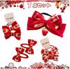 OuJyO Girls Hair Accessories Kids Gift Case Packing 7 Pieces Set Red Hair Tie Ribbon Butterfly Hair Ties Kids Hair Ties Kids Hair Clip Bangs Kids