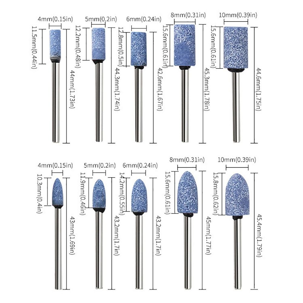 10Pcs Blue Grinding Stone Wheel Abrasive Mounted Stone Electric Drill Power Tools Accessories