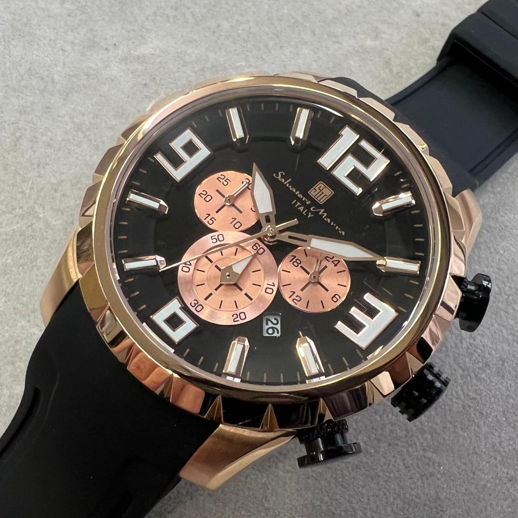 Salvatore Marra Zegarek Chronograf Biznesowy Analogowy Kwarcowy Czarny PGBK z Krzyżem Męski