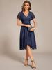 Ever-Pretty Women's V-Neck Short Sleeve Ruffled Lace Lotus Hemline Midi Wedding Guest Dress