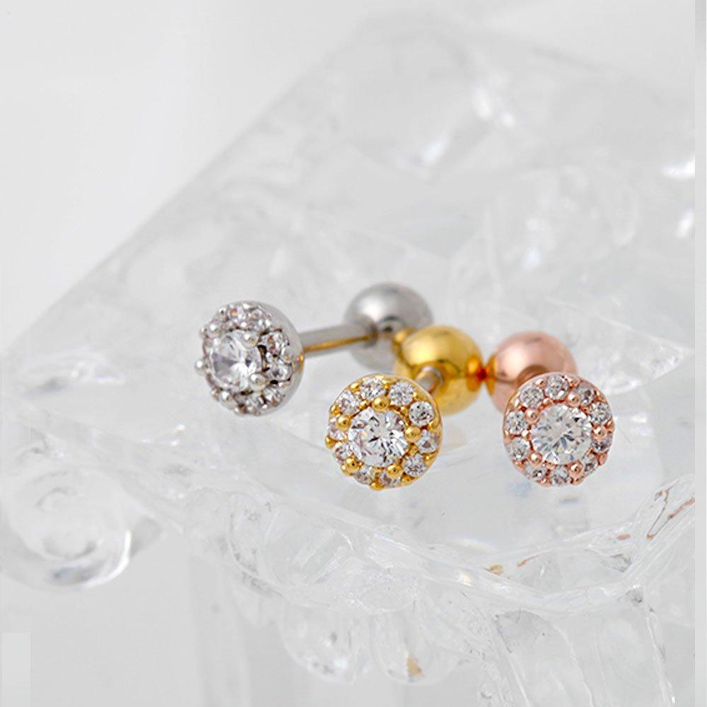 [1+1] Surgical Pin Cubic Piercing Petite One Bling 3 Types, Choose 1, One Side Sale