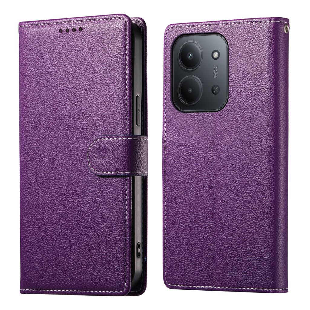 For Xiaomi Redmi 15C 5G (EU) (173mm)/4G (EU) (173mm) Case Magnetic Snap Litchi Texture Leather Wallet Phone Cover with Wrist Strap
