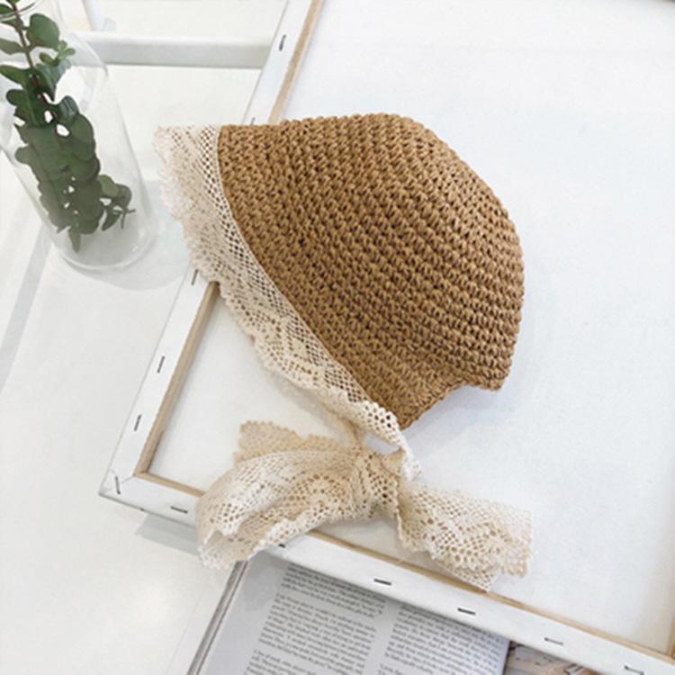 

Детская маленькая свежая весенне-летняя шляпа-ведро для девочки, кружевная соломенная шляпа, женская шляпа от солнца, шляпа для родителей и детей 48cm хаки