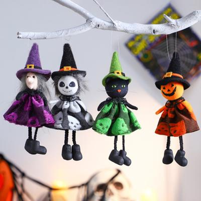 Halloween Hanging Decoration Pumpkin Ghost Witch Black Cat Plush Dolls Tree Ornaments for Indoor Outdoor Home Yard Porch Tree Decor