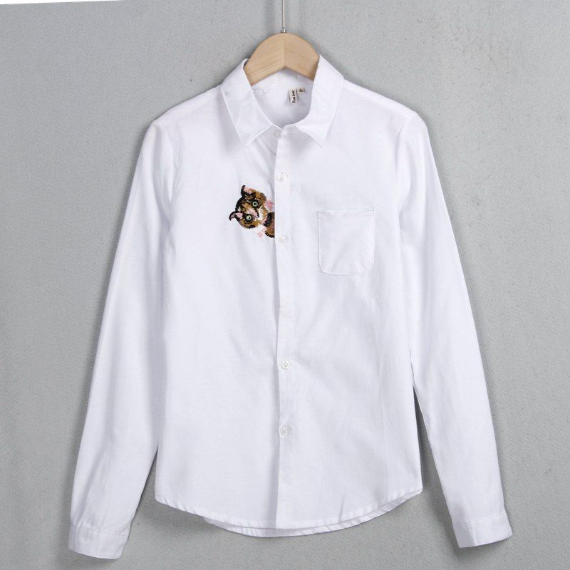 

Loose Leisure All-Matching Xiaoyuer Foreign Trade Clearance Shirt Pure White (Long sleeves) M