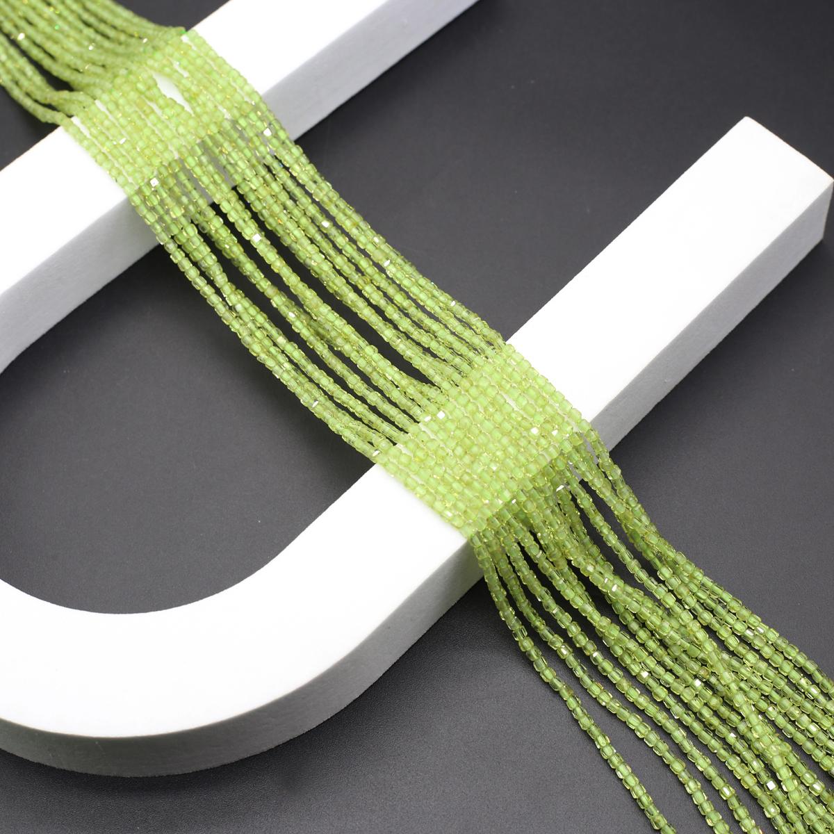 

Граненые бусины из натурального камня, розовый кварц/хризолит, квадратные маленькие бусины для изготовления ювелирных изделий, ожерелье, браслет, серьги, аксессуары 3A-Olivine/2mm