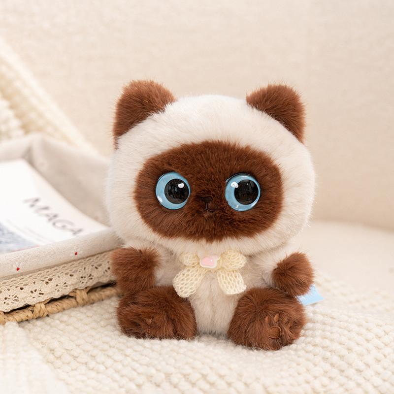 Lucky Cat Plush Toy With Necklace And Bow Decoration For Home Decor And Giftgiving