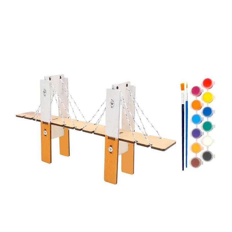 Kindergarten Students Wooden Assembled Cable-stayed Bridge Handmade Kit Cognitive Educational Toy Wholesale