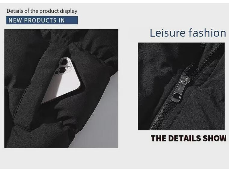 Męski bawełniany płaszcz ze stójką: Jesienno-zimowa aksamitna, pogrubiona kurtka puchowa w jednolitym kolorze, płaszcz typu bread coat w stylu dla par