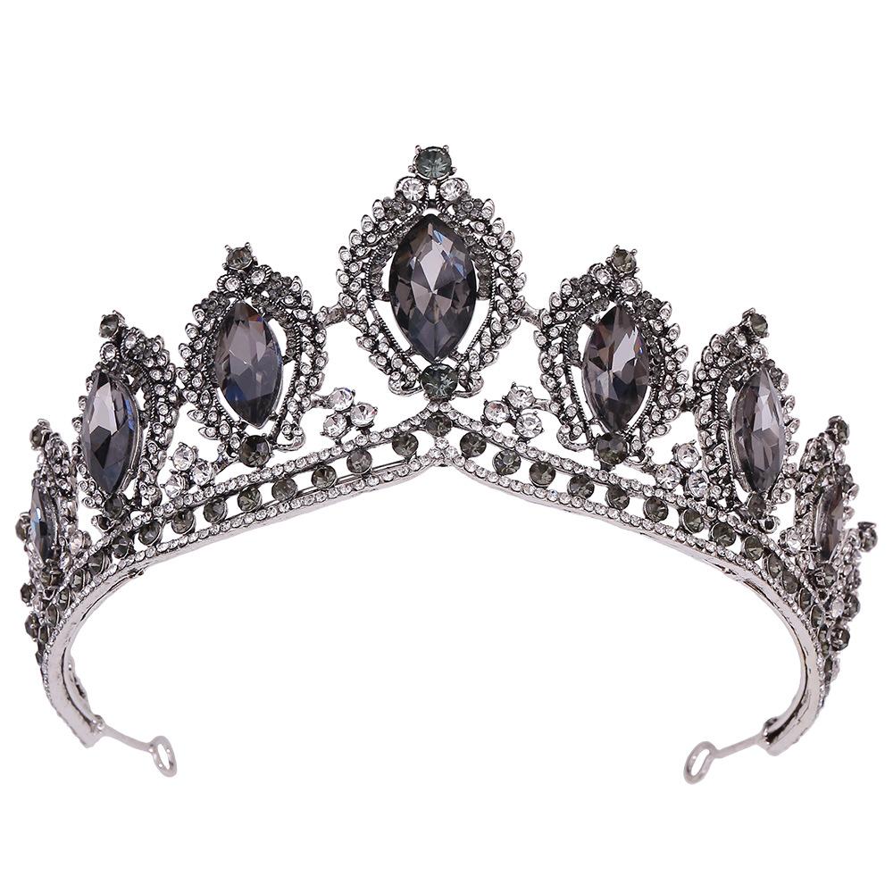 

DIEZI Baroque Queen Crystal Tiara Crown For Women Party Vintage Bridal Princess Blue Rhinestone Crown Hair Dress Accessories