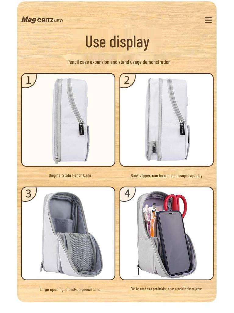 Kokuyo MAG CRITZ Standable Phone & Pencil Case - Large Capacity, Polyester