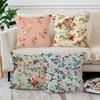 Spring Floral Linen Throw Pillow Cover for Sofa or Living Room