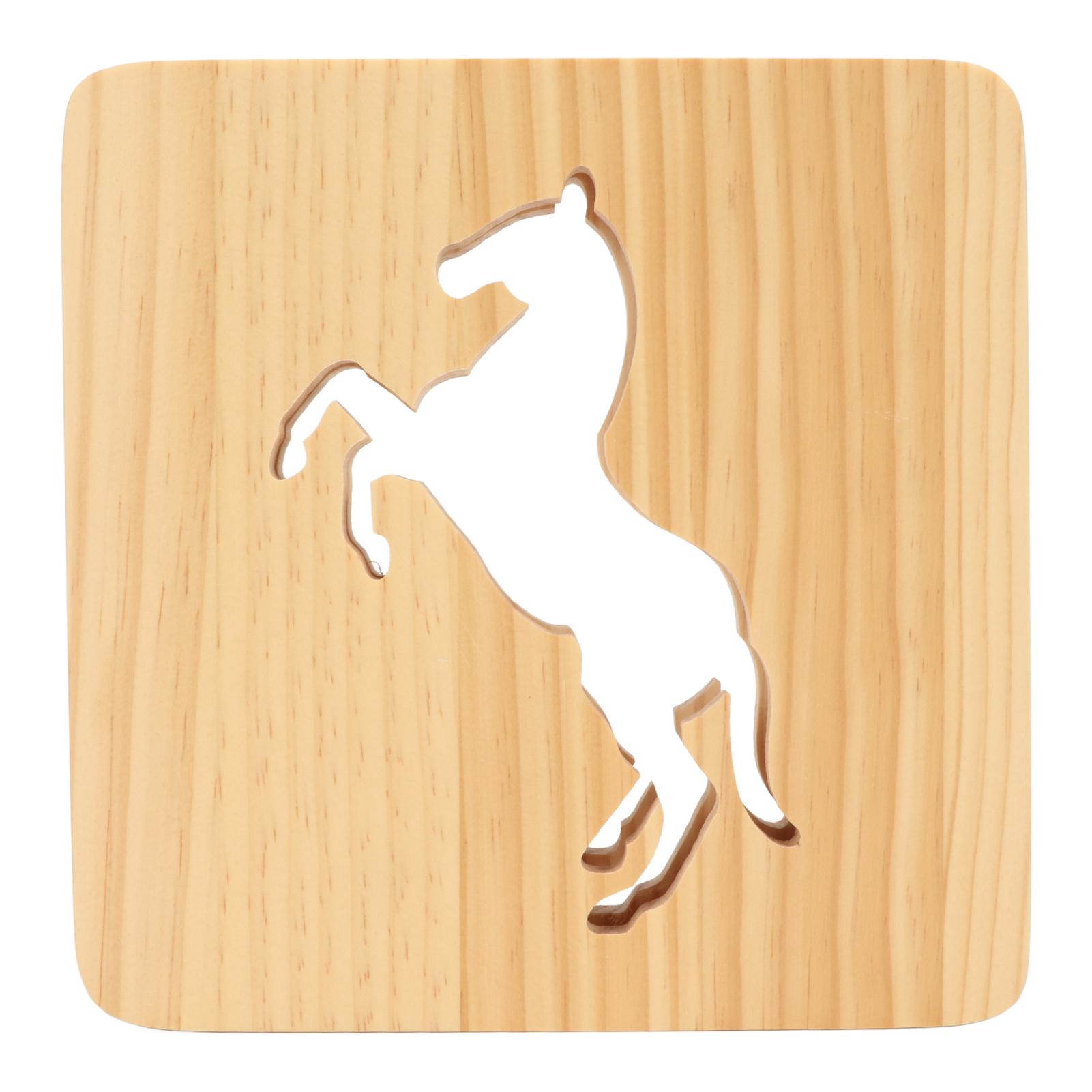 

Деревянная лампа для резьбы по дереву, полая форма лошади, защита глаз, деревянная светодиодная настольная лампа, маленький ночник