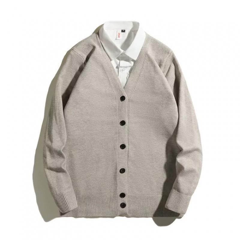 Men's V-neck Cardigan Sweater - Spring & Autumn Hong Kong Style Versatile Knitwear