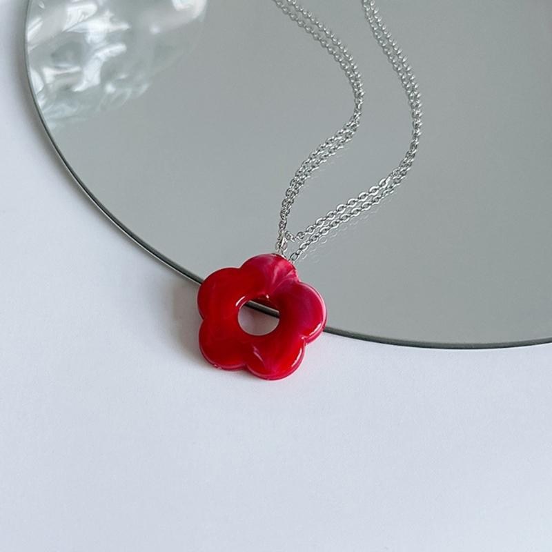 Simple Acrylic Flower Pendant Necklace Fashion Collar Necklaces Clavicle Chain Choker Necklace Neck Chain Jewelry