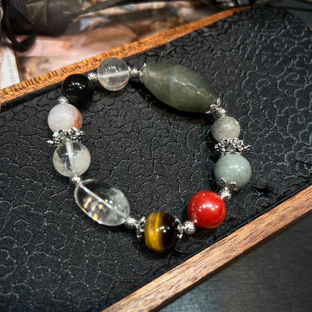 Lavender Rose Quartz, Lemon Quartz & Red Phantom Crystal Bracelet