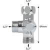 3-way Shower Diverter Valve, Shower Head Adapter For Shower Arm Mounted, G1/2" T-adapter Valve Replacement Parts For Shower Spray, T-diverter For Toil