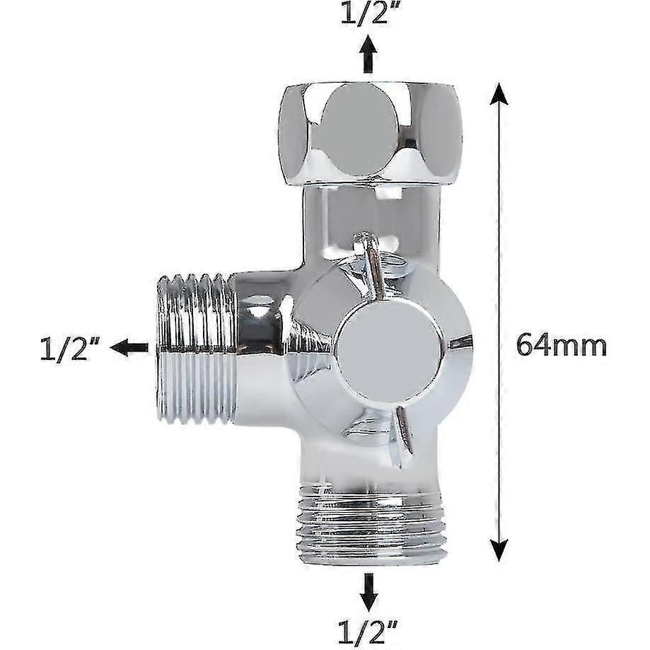 3-way Shower Diverter Valve, Shower Head Adapter For Shower Arm Mounted, G1/2" T-adapter Valve Replacement Parts For Shower Spray, T-diverter For Toil
